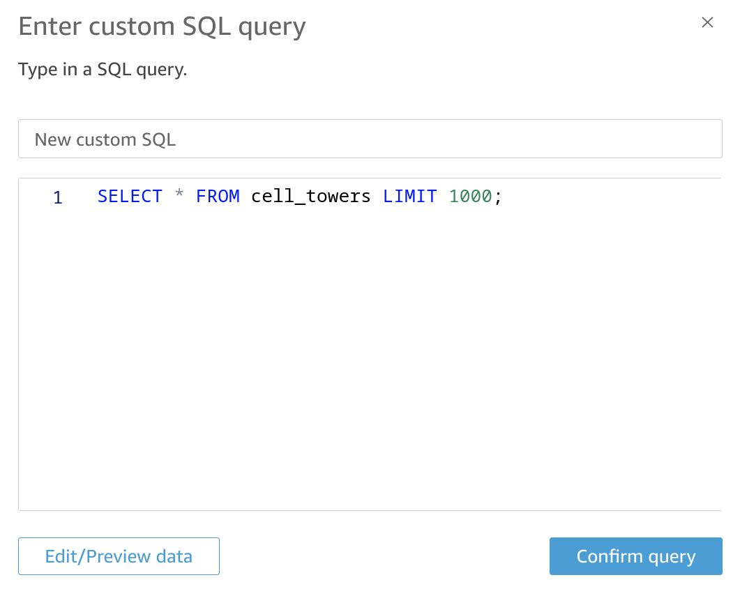 ClickHouse에서 �데이터를 가져오기 위한 QuickSight 사용자 정의 SQL 쿼리 편집기